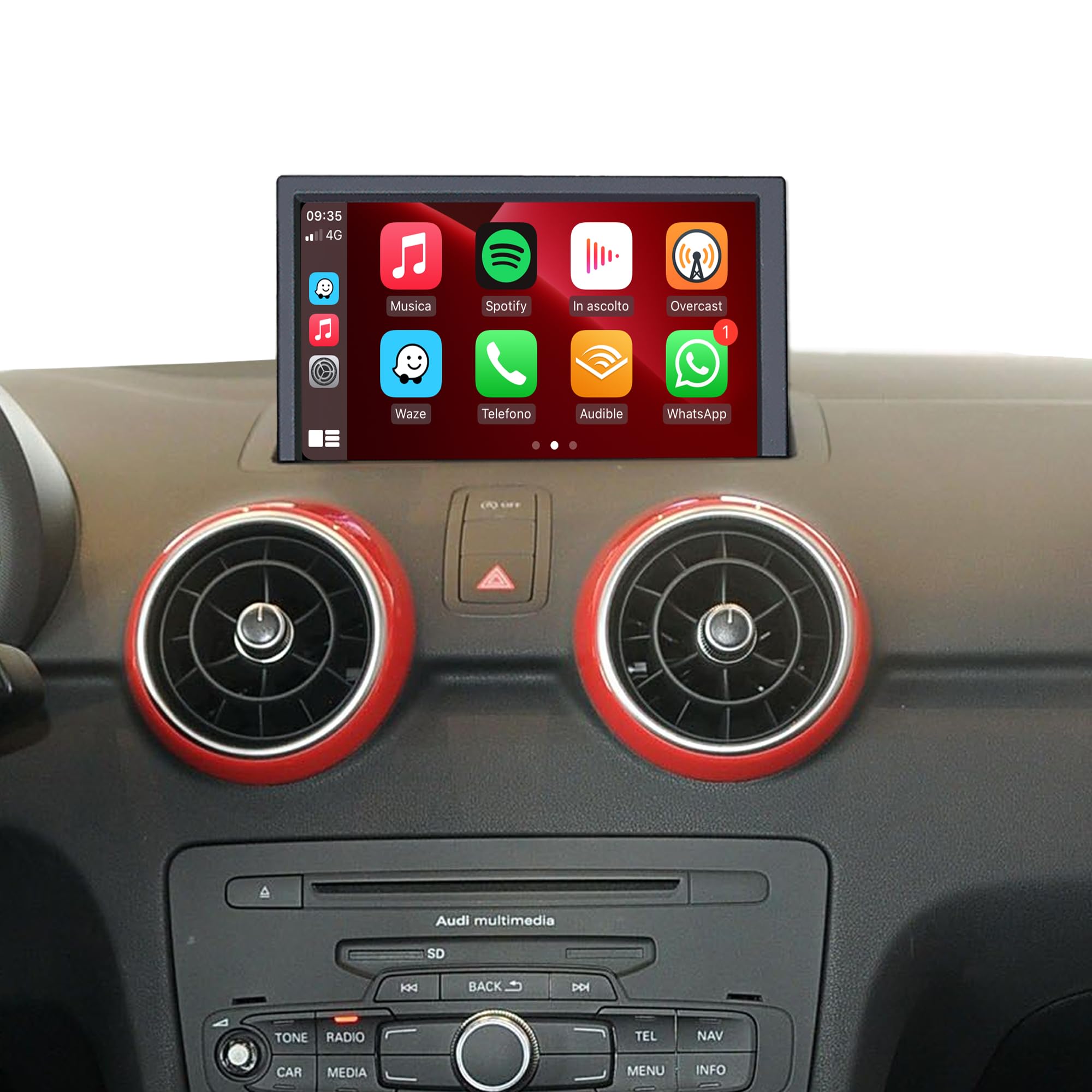 7 pollici Touch Screen Aggiornamento per Audi A1 S1 8X RMC CarPlay Android Auto Radio Navigazione Specchio Android 13 App Netflix Spotify Prime Video Reddit Twitch Waze Giochi Siri