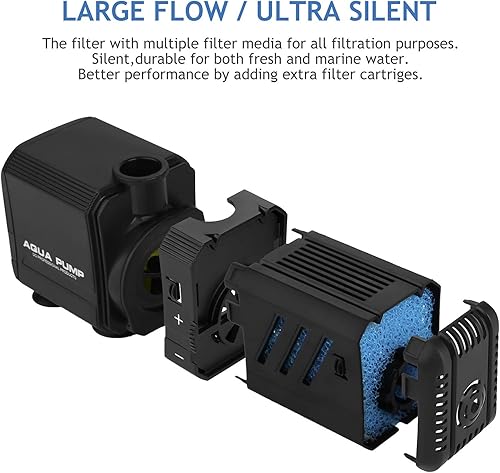 Miniatura 8 de NO.17 Filtro interno sumergible para acuario de 15 W, filtro ajustable para pecera con bomba de agua de 400 GPH para peceras de 150-300 galones