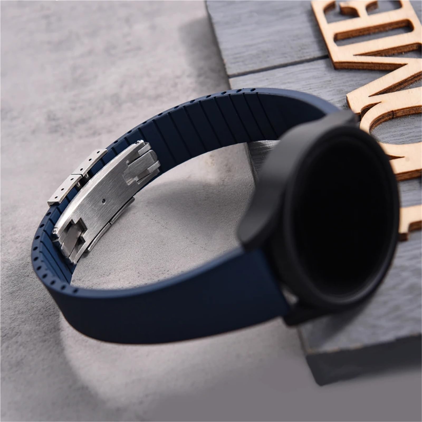 Generico Bracelet à boucle bicolore: caoutchouc tressé, dégagement rapide 20 mm