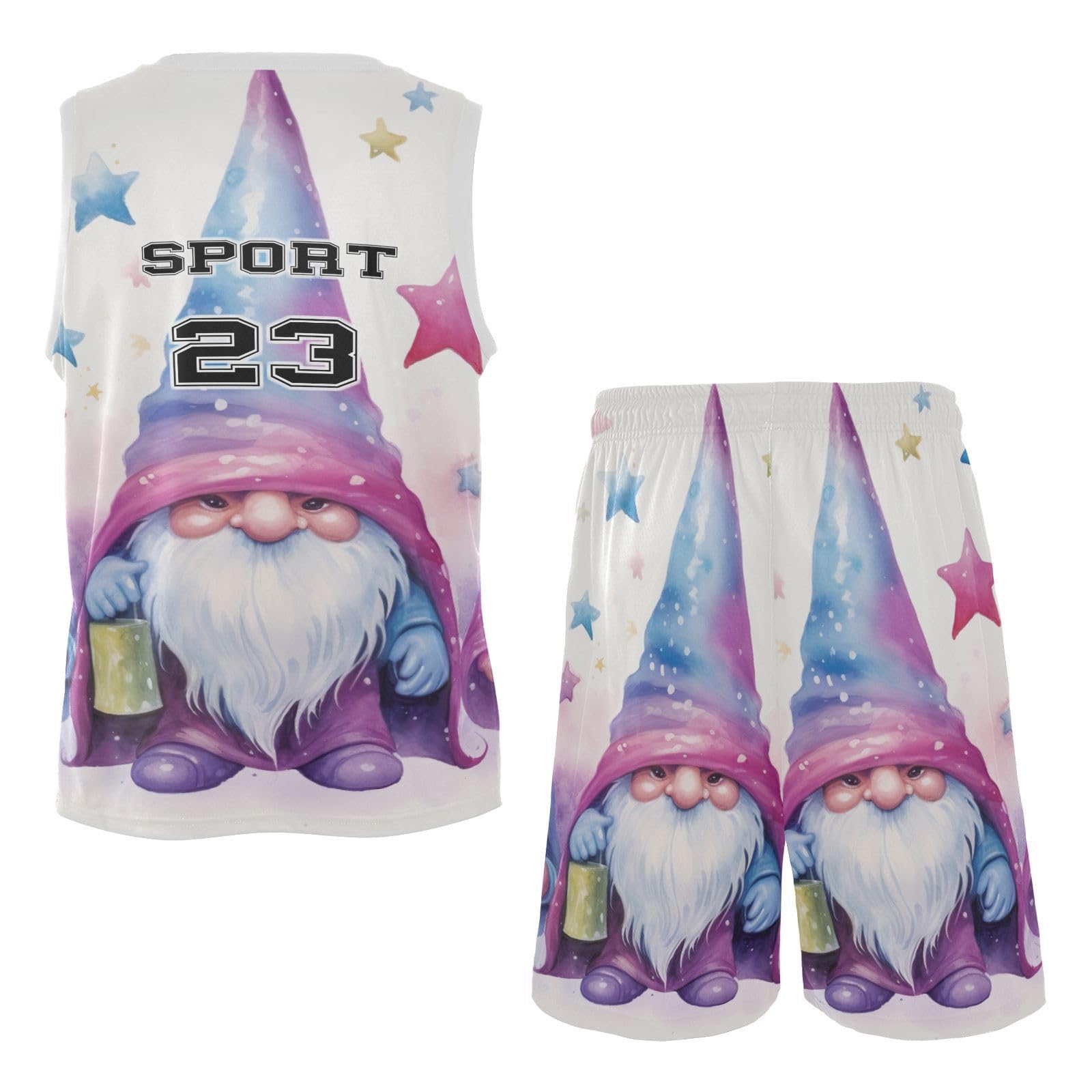 FLildon Cute Gnomes Boys Basketball Jersey Set Tank Top Shorts Tracksuit Sport Training Suit for Kids, XL