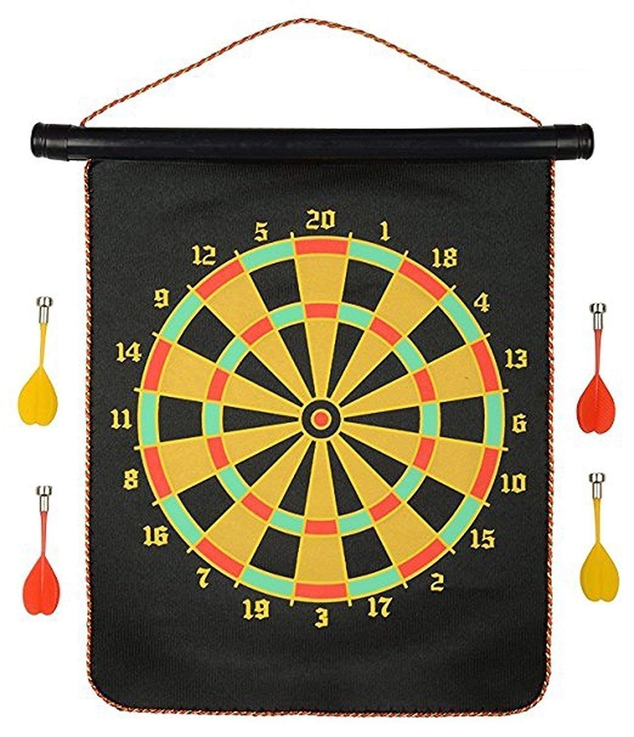ANG� Double Faced Portable, Foldable Magnetic Dart Game with 4 Colourful Non Pointed Darts Size- 15 Inches