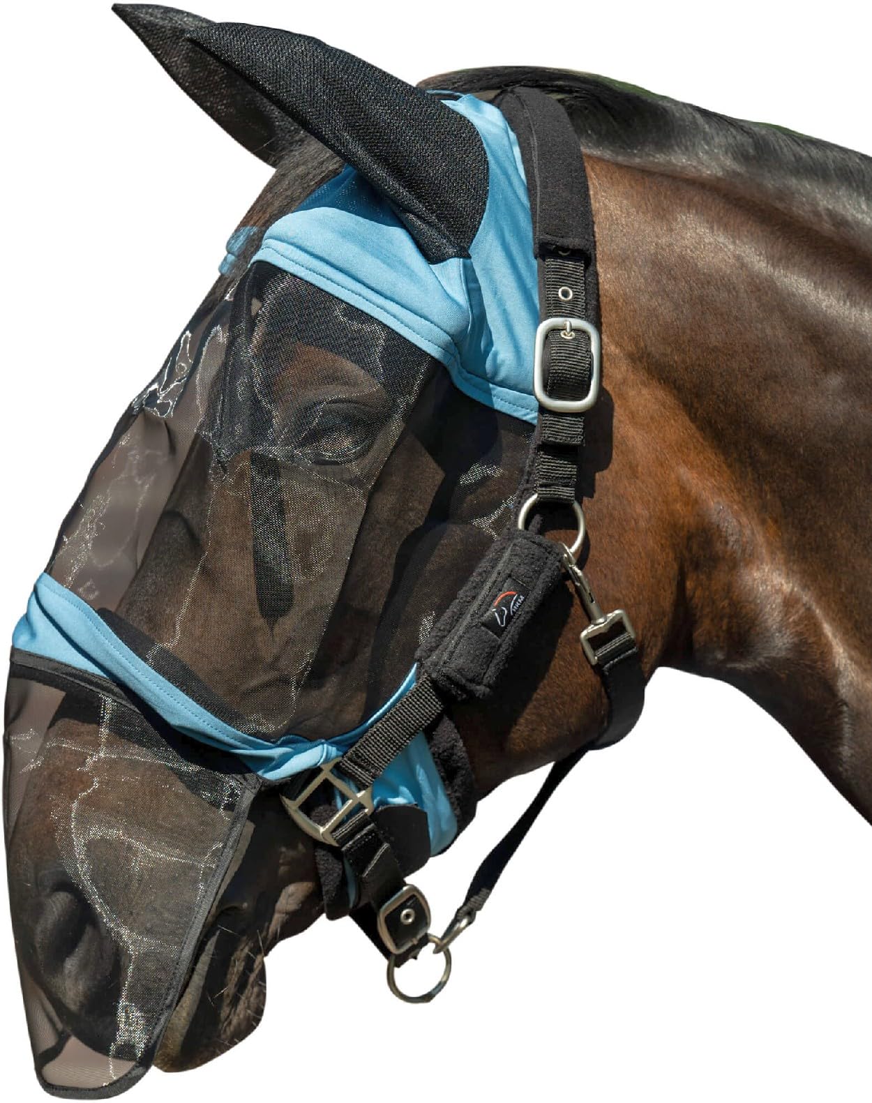 HKM Premium Anti fly mask with nose protection Smokey Blue Cob