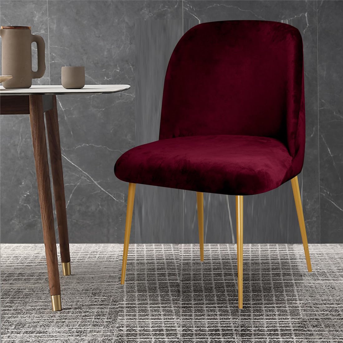 SZJIAHTM 2 Pack Dining Room Chair Slipcovers Velvet Removable Stretch Short Back Armless Curved Chair Protector For Home Decor Living Room Ceremony - Image 2