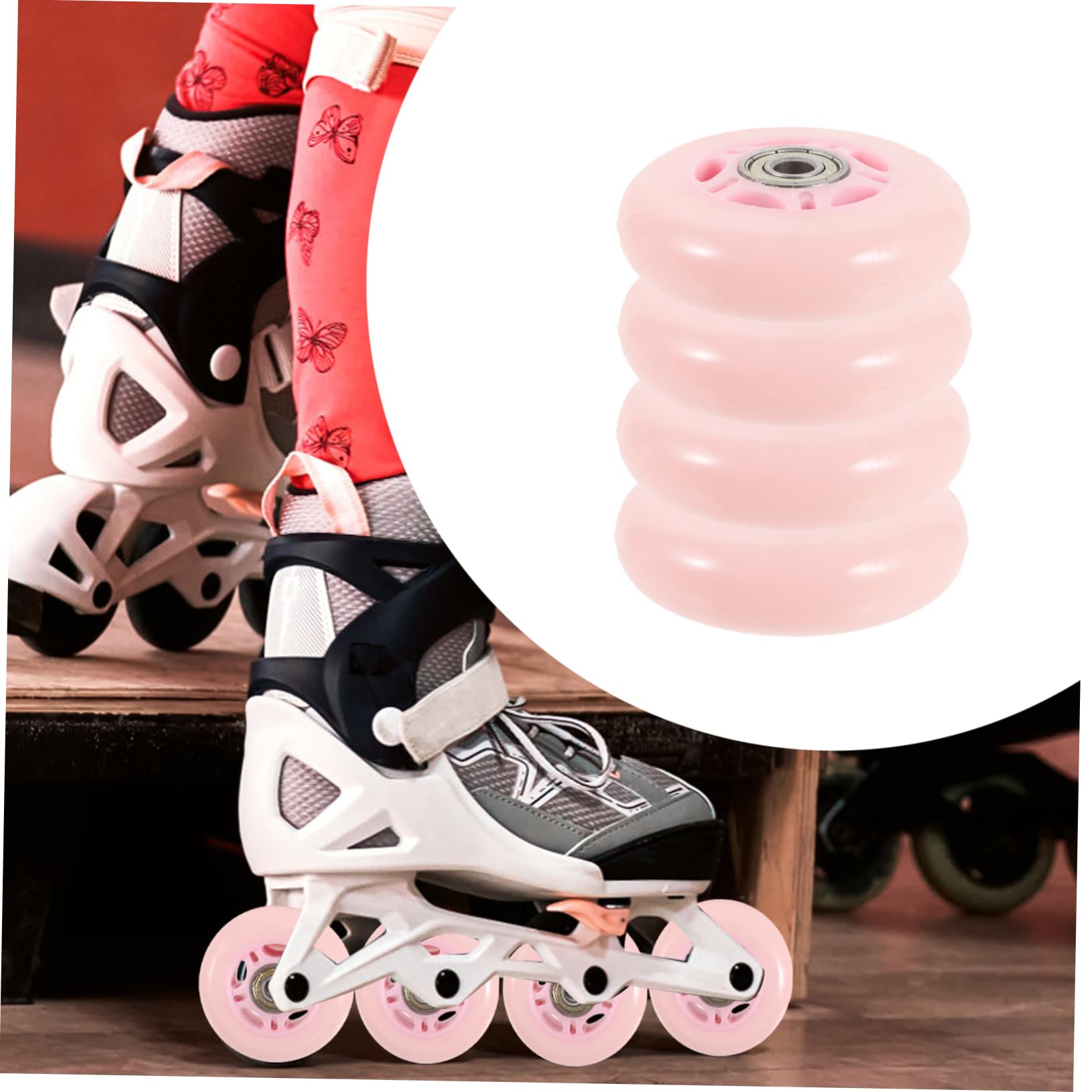 Mikikit Skate Wheels Replacement 70mm Pu Roller Skates Wheels Abec5 Bearings for Boys and Girls and Adults