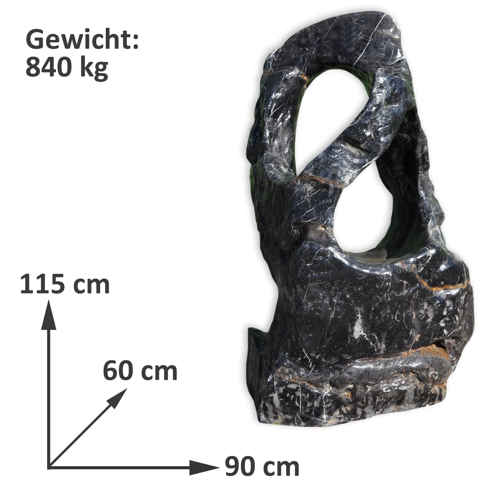 Ozeanfindling Findling Skulptur Naturstein Meeresgestein Gartendeko **Wundervoller Blickfang für Ihren Garten** Einzigartige Form Unikat Einzelstück 840 KG 115 cm HOCH