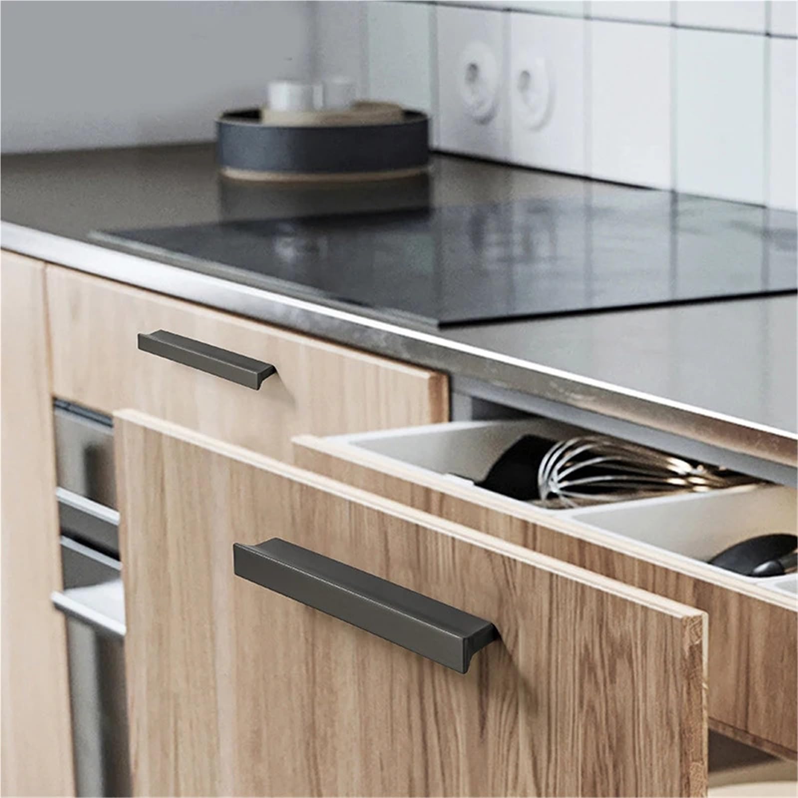 4 Pcs Modern Furniture Handles Cupboard Dressers Cabinet Door Closet Drawer Knobs(Silver 128mm)