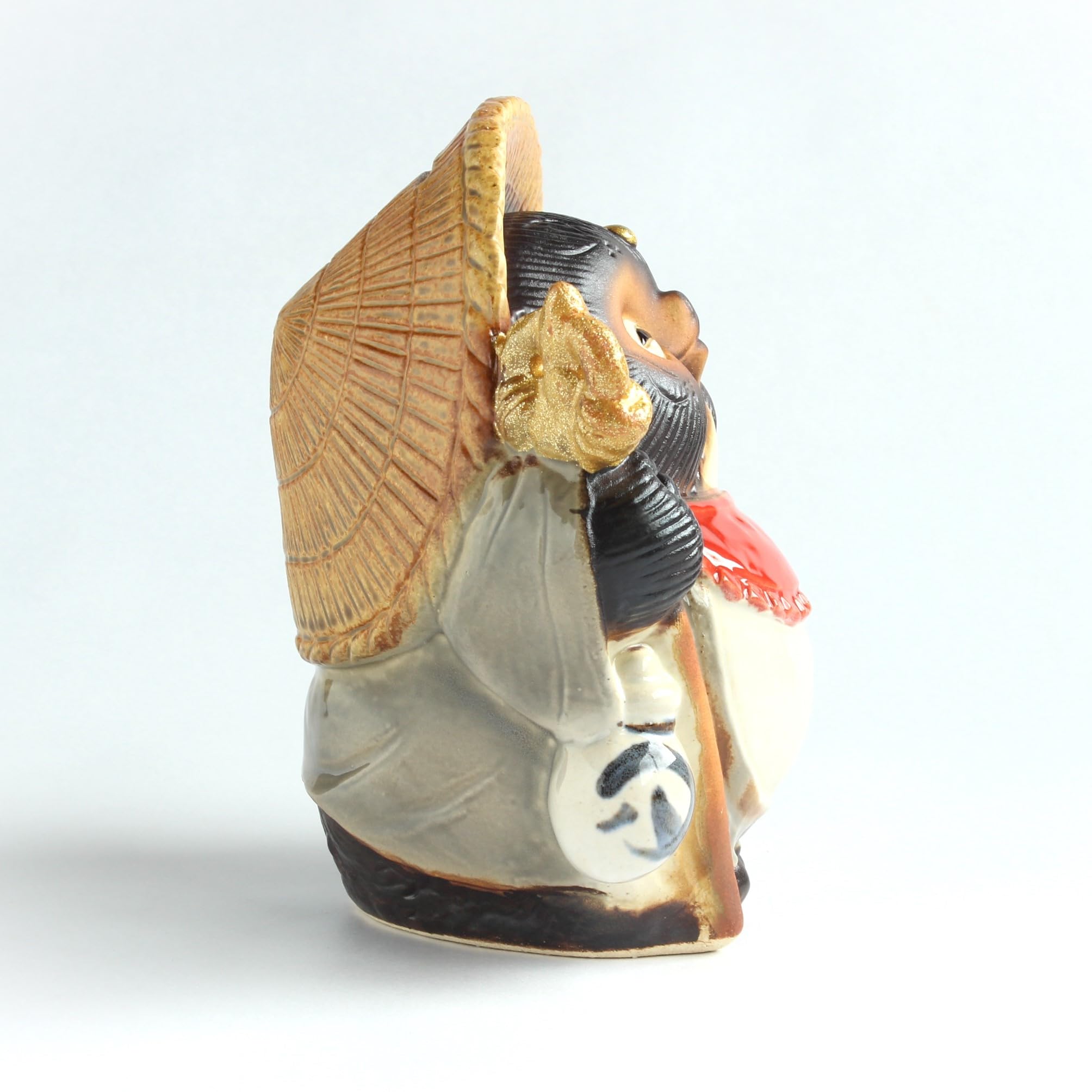 ◆信楽焼　狸さん　高さ約30㎝ ◆笠・嚢・藁草履を下げた珍しい狸　置物　陶器 ◇信楽焼 狸さん 高さ約30㎝ ◇笠・嚢・藁草履を下げ