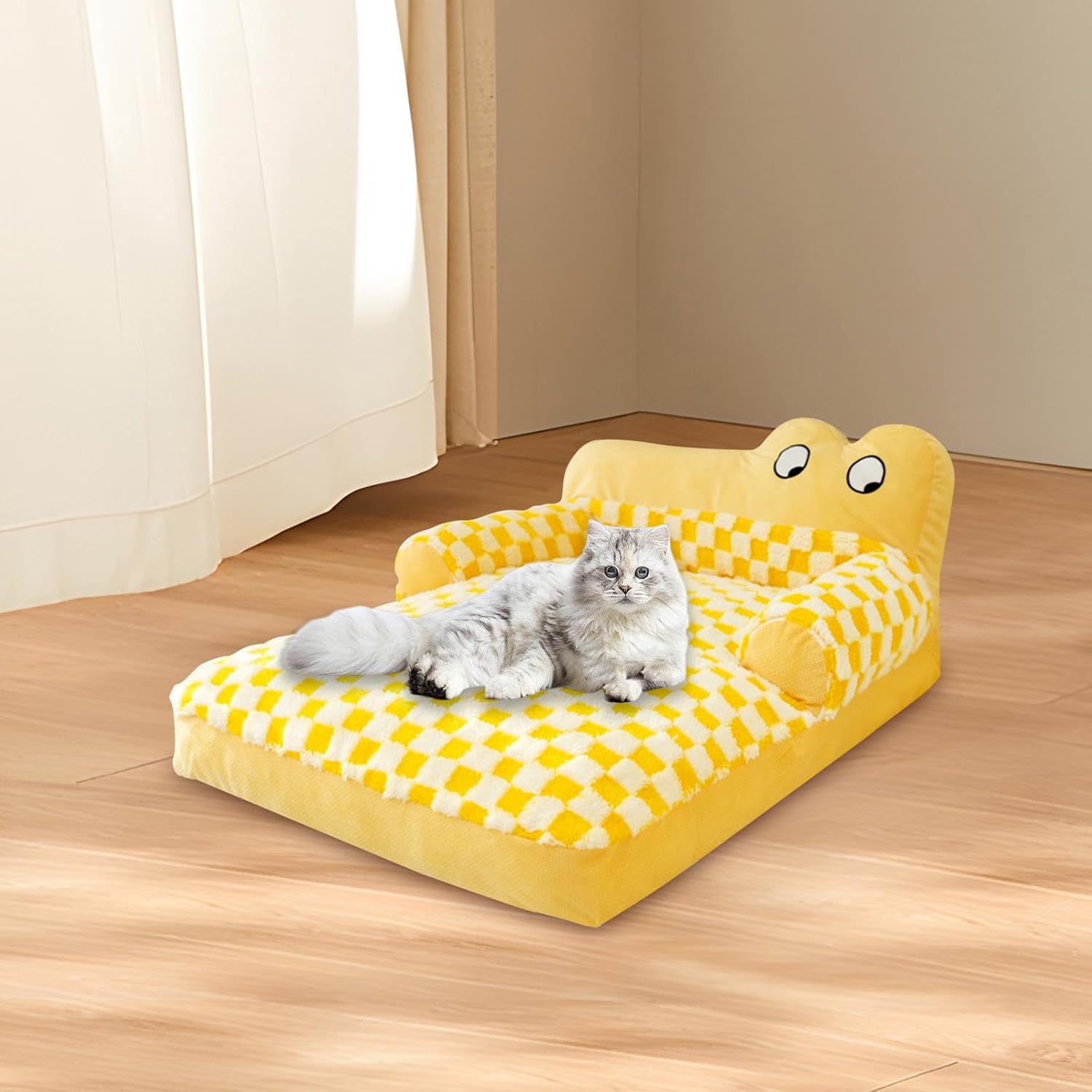 Plush Dog Sofa Washable Pet Cat Bed Kitten Couch Soft Cushion for Sleeping Snooze, 50cmx40cm