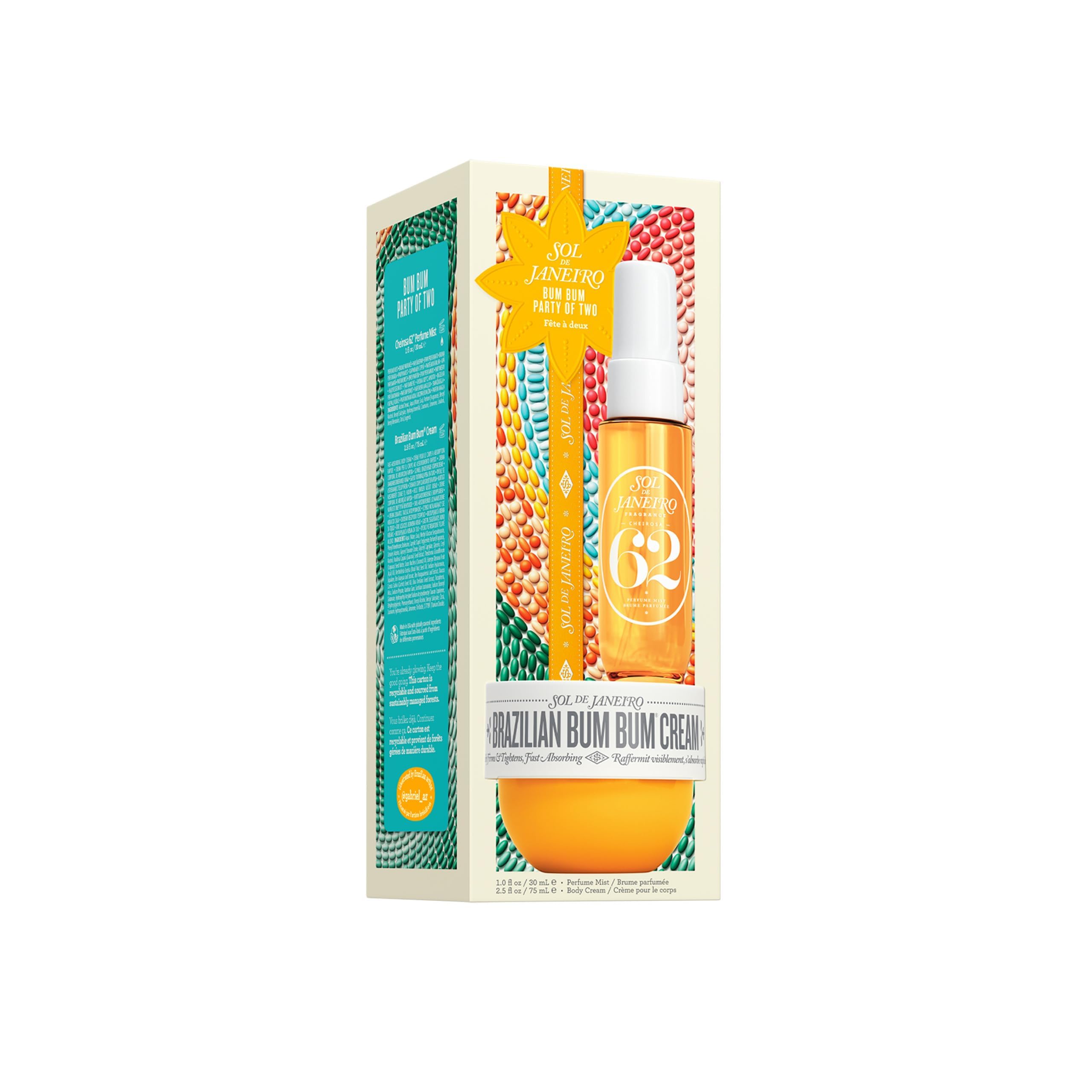 Sol de Janeiro Brazilian Bum Bum Party of Two, Set de cuidado corporal con Crema Bum Bum 75ml y Perfume Cheirosa 62 30ml, Colección de Vacaciones