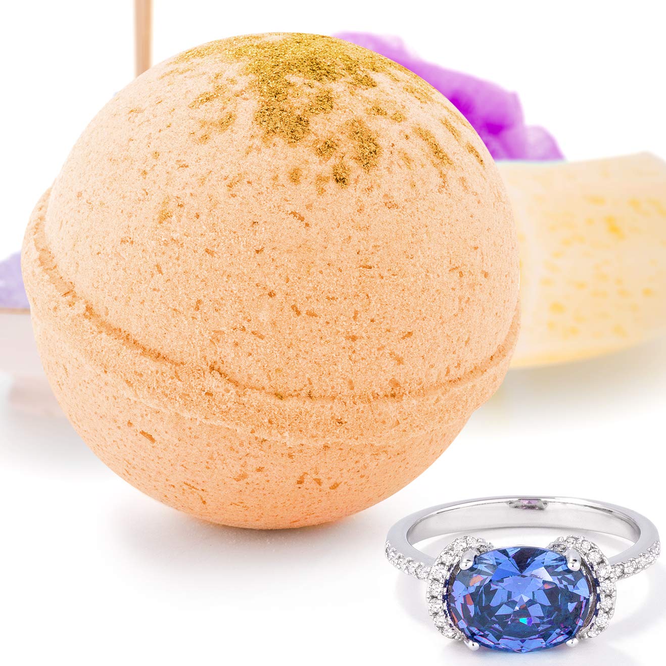 Bauble Bomb's Spiced Apple Jewelry Surprise Deluxe X Large 9 oz Bath Bomb Fizzies Made in USA, Cruelty Free! Ring Size 08