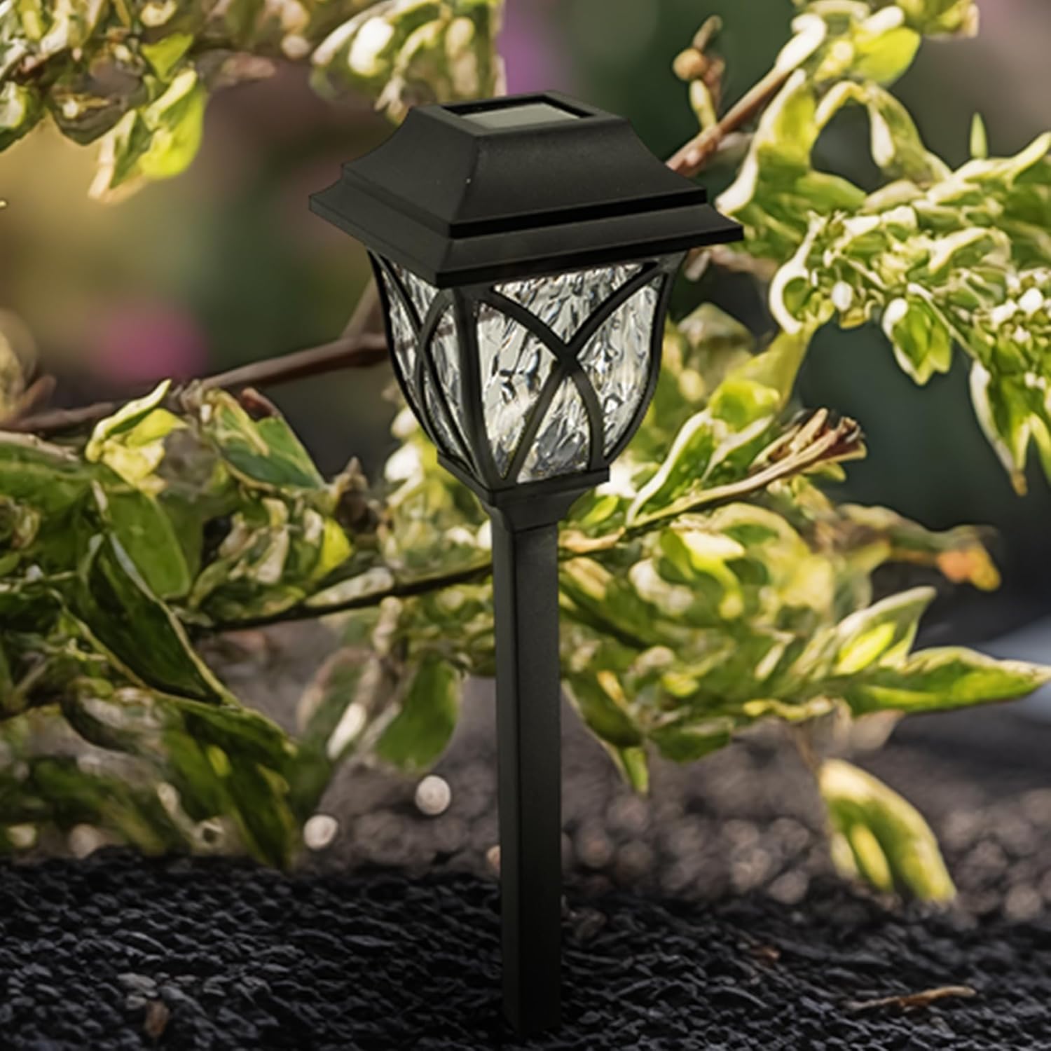 Crosslight Solar Powered Pathway Lights (6 Pack) - Collin Outdoor LED Lights, Waterproof for Garden, Yard, Patio, Lawn, Walkway - Decorative Ground Stake Lighting | White