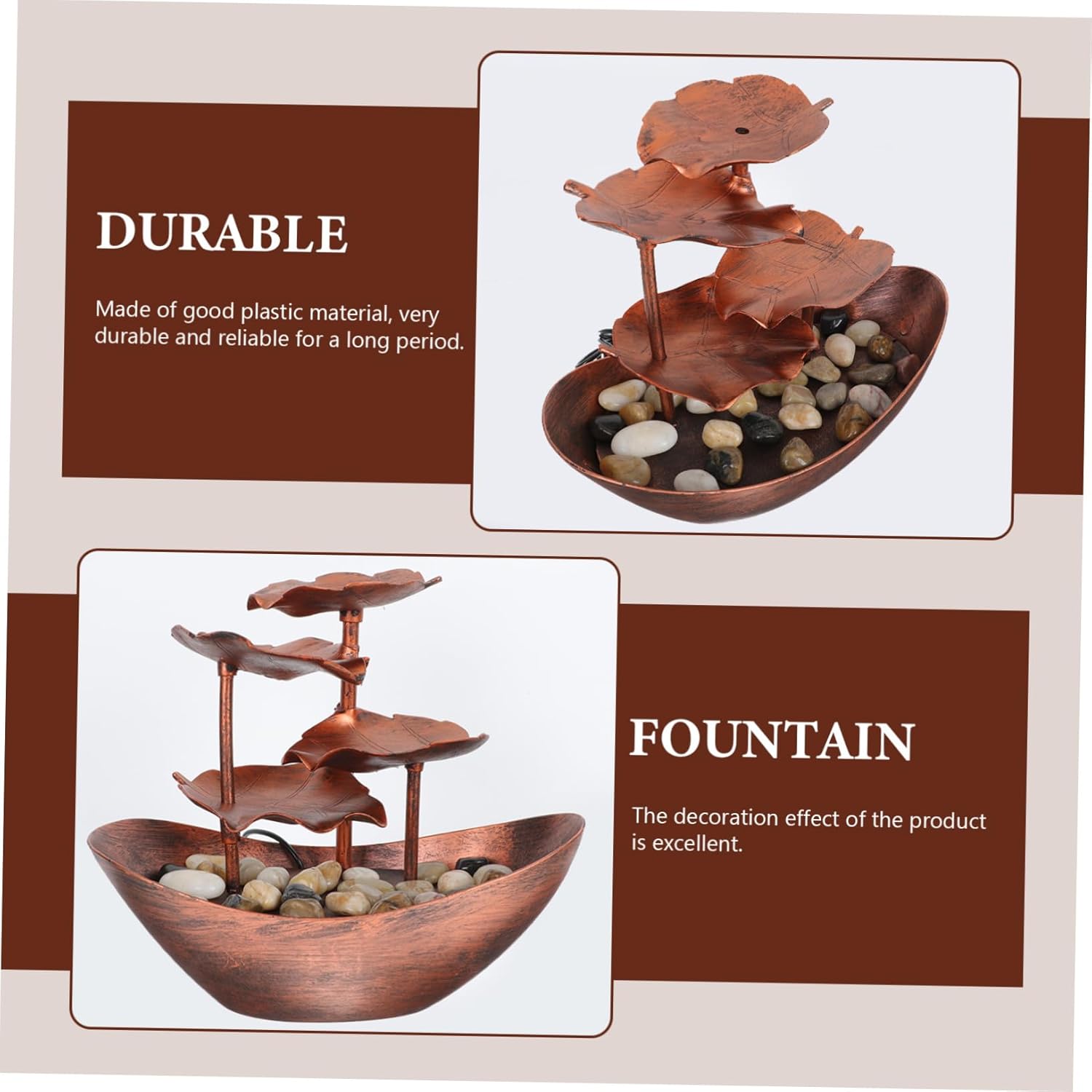 Luxshiny Waterfall Decor Tabletop Fountain Led Light Living Room Ornament Plastic Material Waterfall Fountain