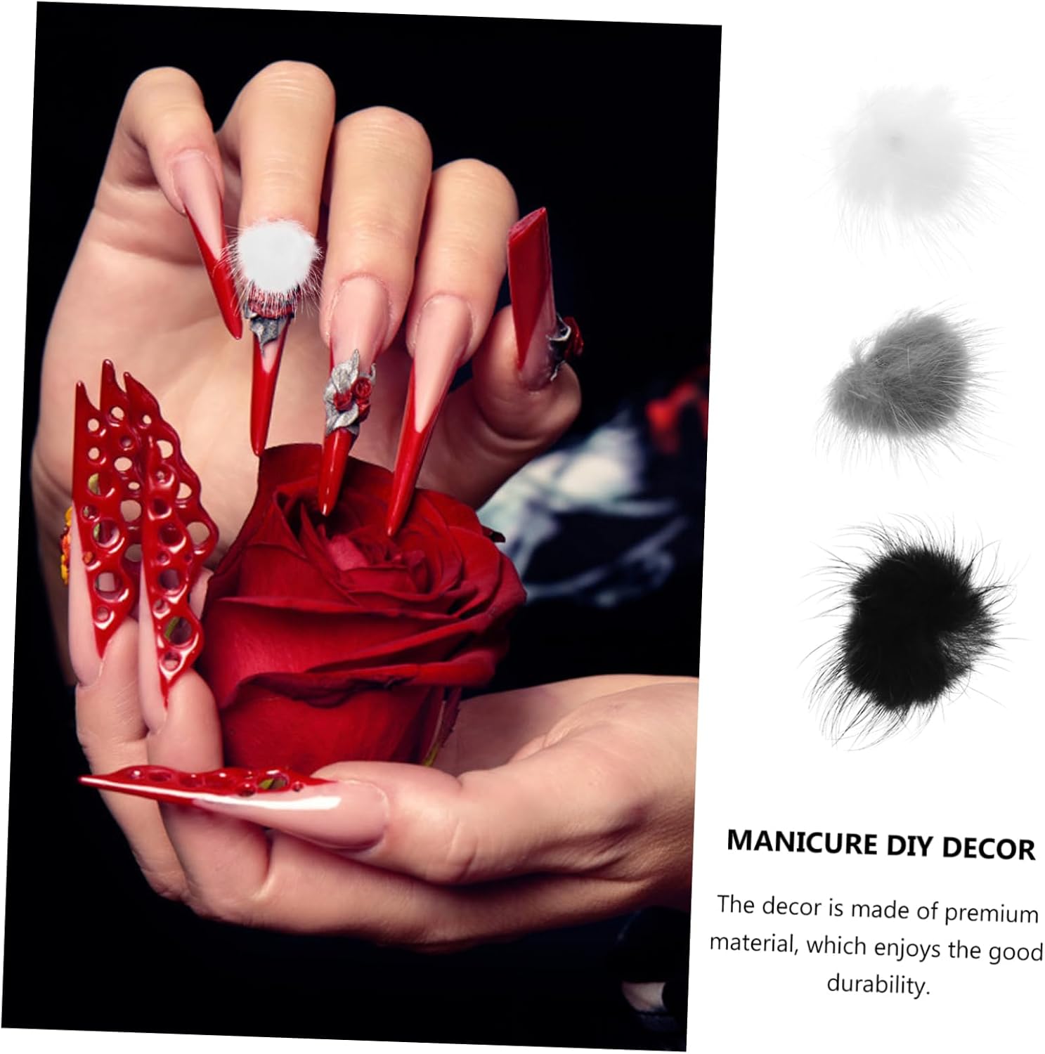 FOMIYES 12pcs Detachable Nail Art Pom Balls Fluffy Fur Ball Decorations for Stylish Nail Design Durable Easy to Change Colors for DIY