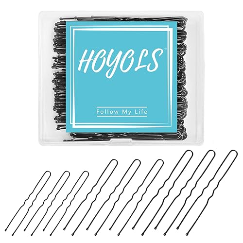 HOYOLS Alfileres de pelo en forma de U, varios tamaños, clips de metal de sujeción segura, diseño prensado con puntas de bola para mujeres y niñas,