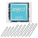 HOYOLS U Shaped Hair Bobby Pins Assorted Size, Secure Hold Metal Bun Clips Crimped Design with Ball Tips for Women Girls Updo Thin Thick Hair, 150 Count (Black)