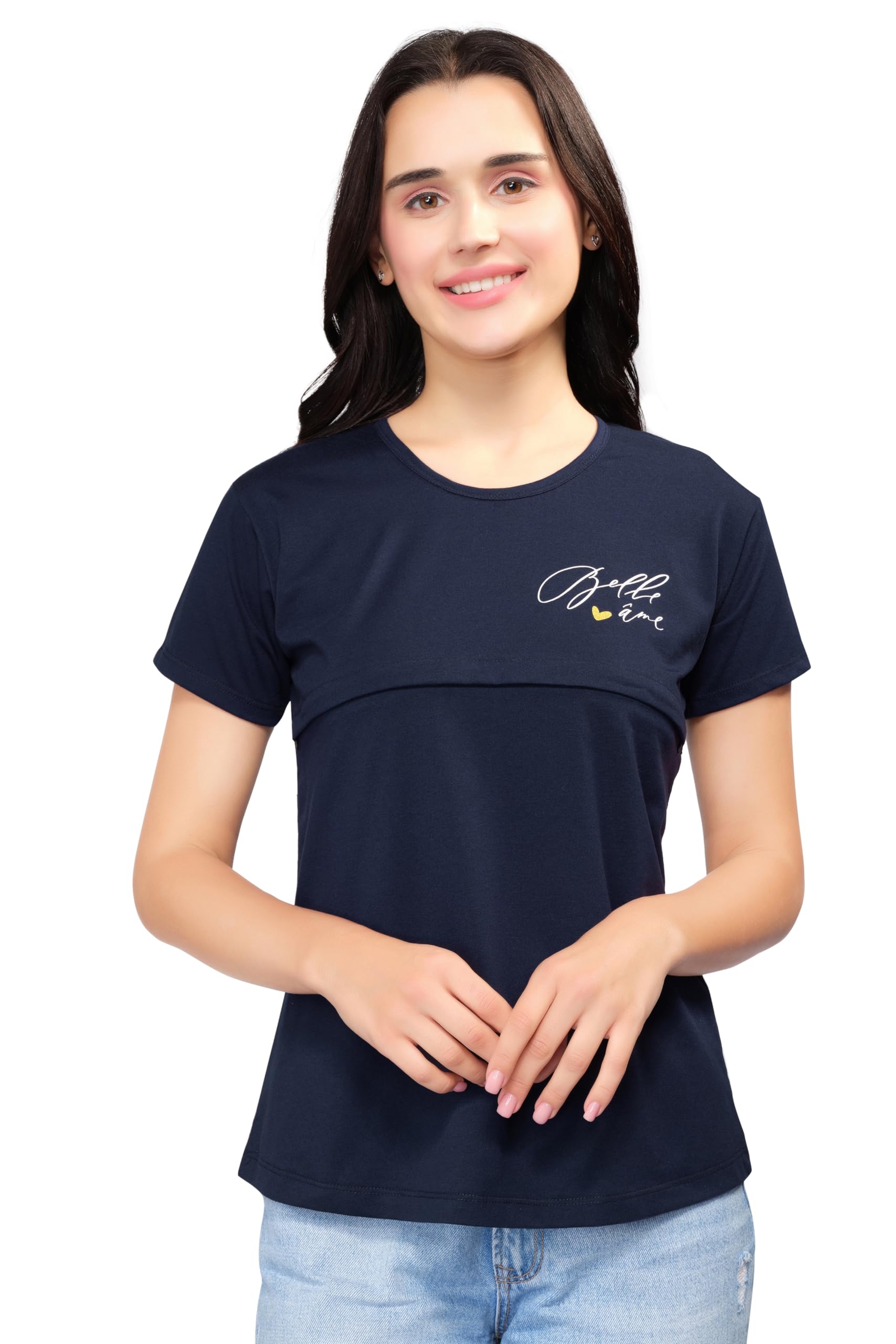Women's Cotton Solid Plain Feeding/Nursing/Maternity Tops 1142-image-27