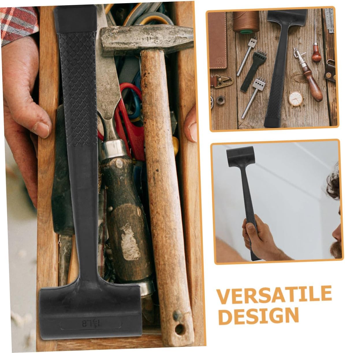 Rubber Hammer Mallet 1.5lb Double-faced Anti-vibration Rubber Head Installation Hammer for Tile, Wood, Marble Flooring and Renovation