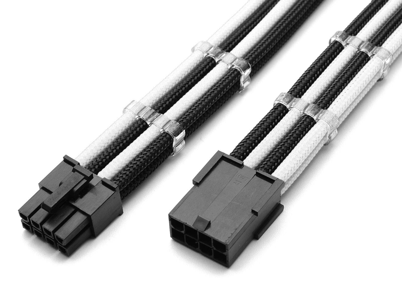 8 Pin PCIE GPU Sleeved Extension Cable 30cm + 2 Cable Combs - Shakmods (Full White) — view 17