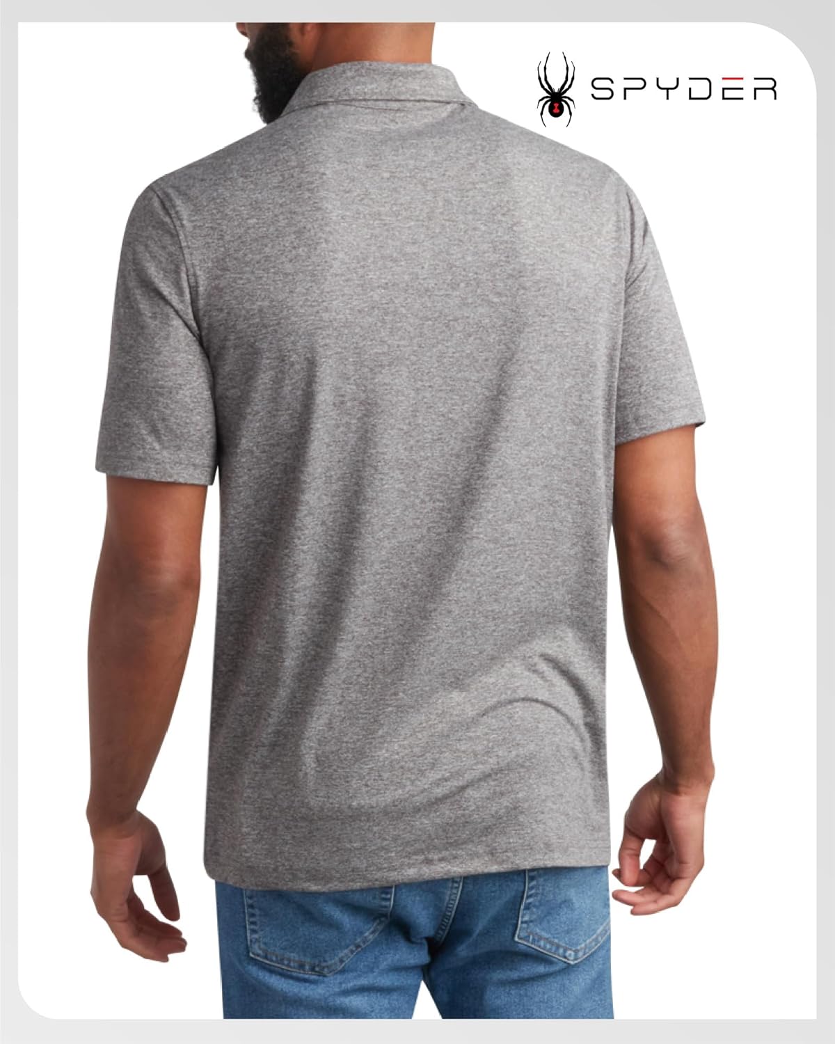 Spyder Mens Golf Polo Shirt - Moisture Wicking Soft Short Mens Polo Shirts Short Sleeve Athletic Fit Collared Golf Shirts - Image 4