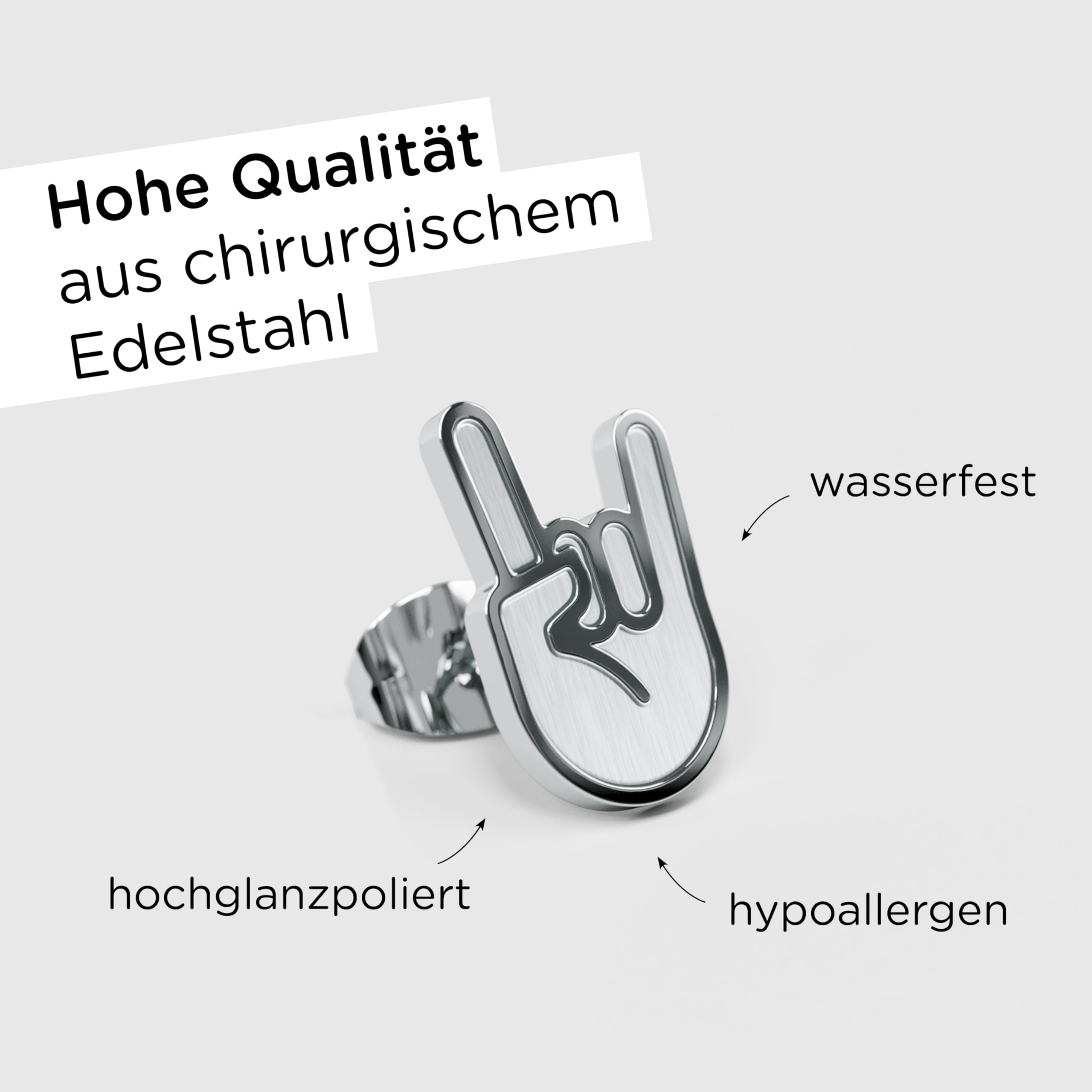 FYNGERS Ohrstecker – Handzeichen – Edelstahl oder vergoldet – unisex, allergikerfreundlich, mit Geschenkbox & Baumwollbeutel