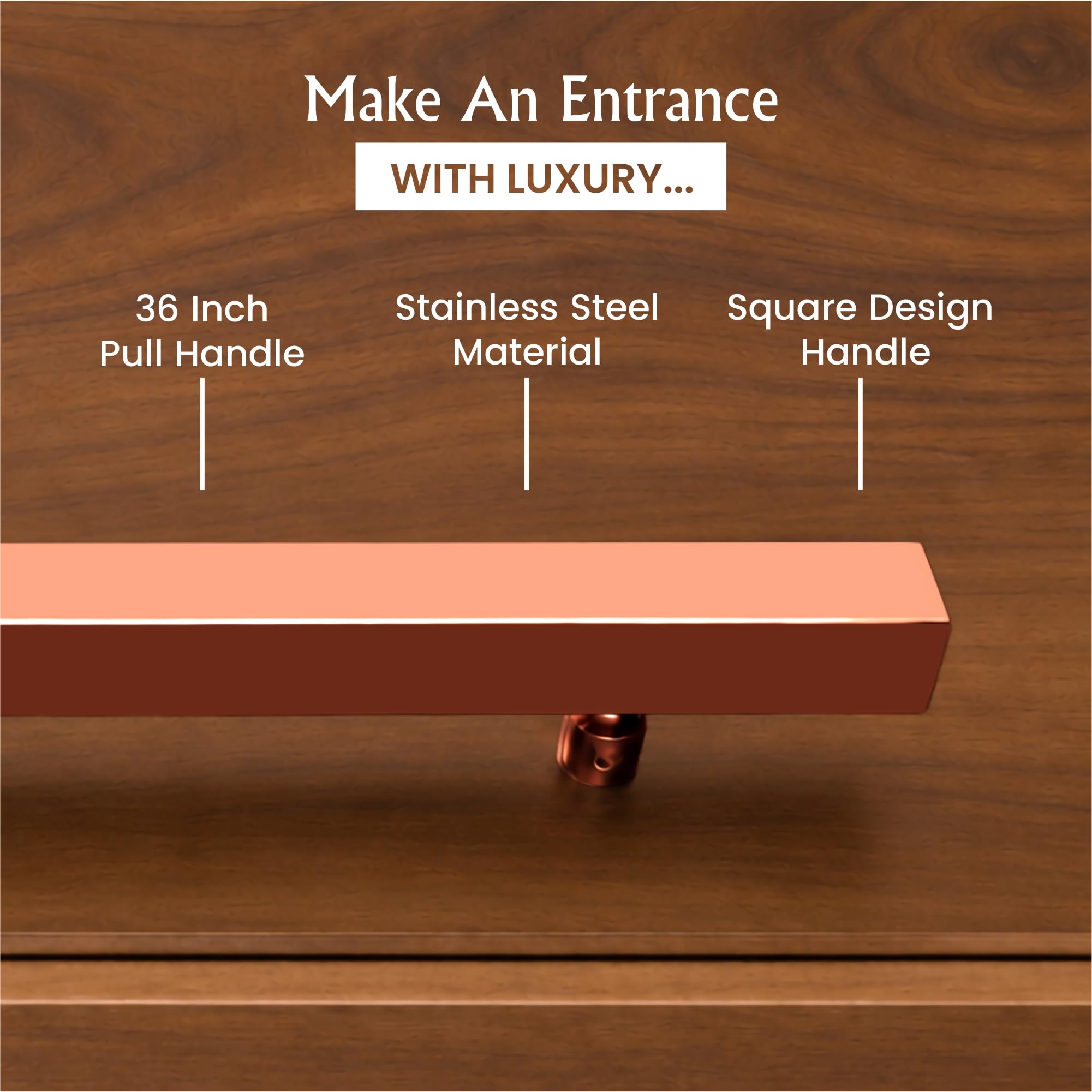 LAPO Superior 36 Inch Door Pull Handle for Home, Office & Hotel Entrance | Stainless Steel Rosegold Bar with 76cm Hole Gap | Fits 30–100mm Wooden & Glass Door| Screws Included | 3Yrs Warranty| 1Piece — Amazon image 6