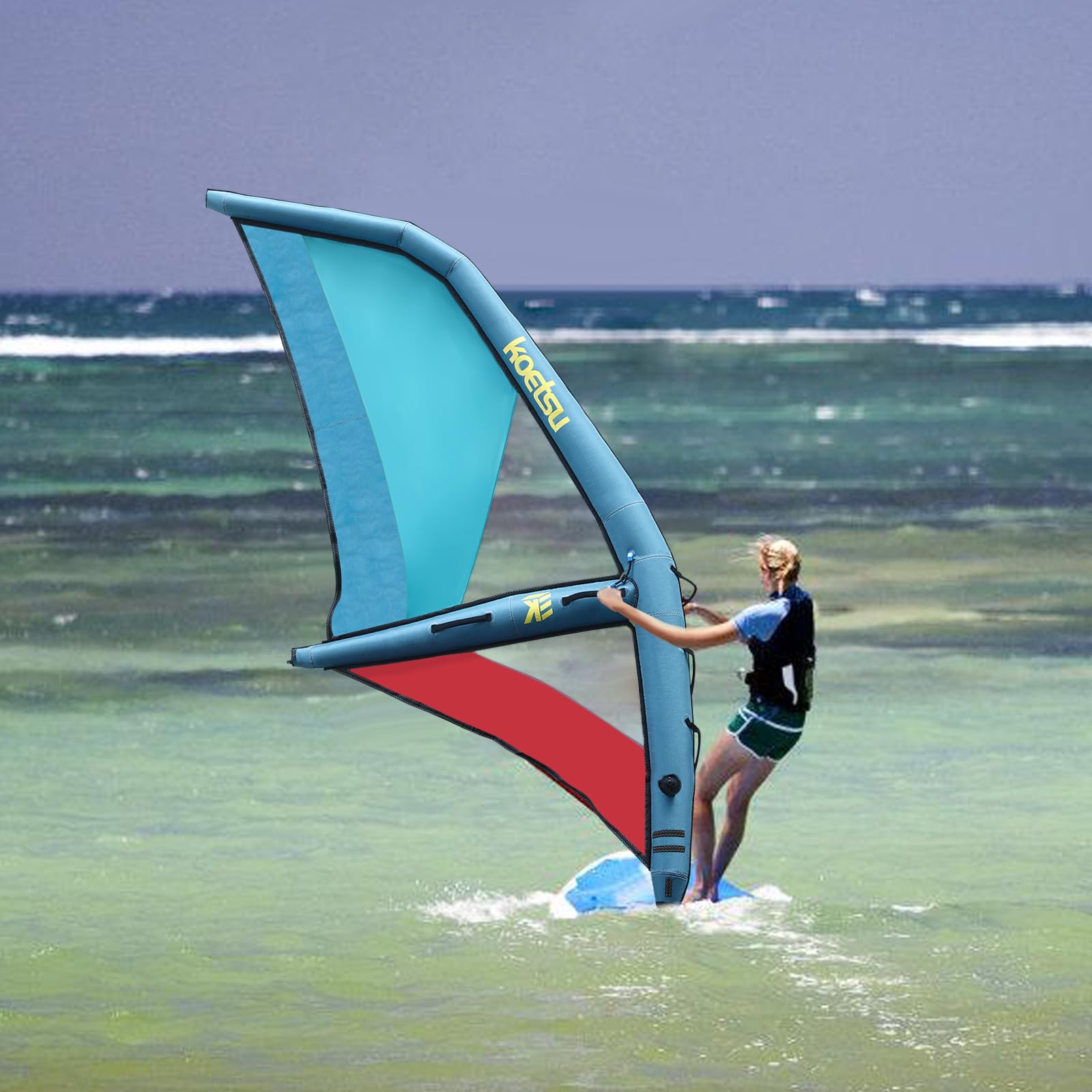 Juego de tablas de remo inflables 360° con bomba de aire 4,35 x 1,88 m | Superficie de vela: 4,2 m², vela de remo portátil con regulador de válvula y asas para deportes acuáticos