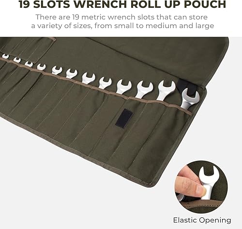 Miniatura 3 de Bolsa enrollable para llaves, rollo utilitario de 19+1 bolsillos, bolsa portátil para organización de herramientas, regalos para hombres, mecánico