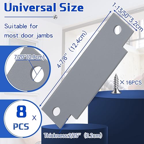 Miniatura 2 de Zonon 8 unidades de placa de acero al carbono de 4-78 x 1-14 pulgadas T en blanco para puerta de acero al carbono, montaje de seguridad de metal con