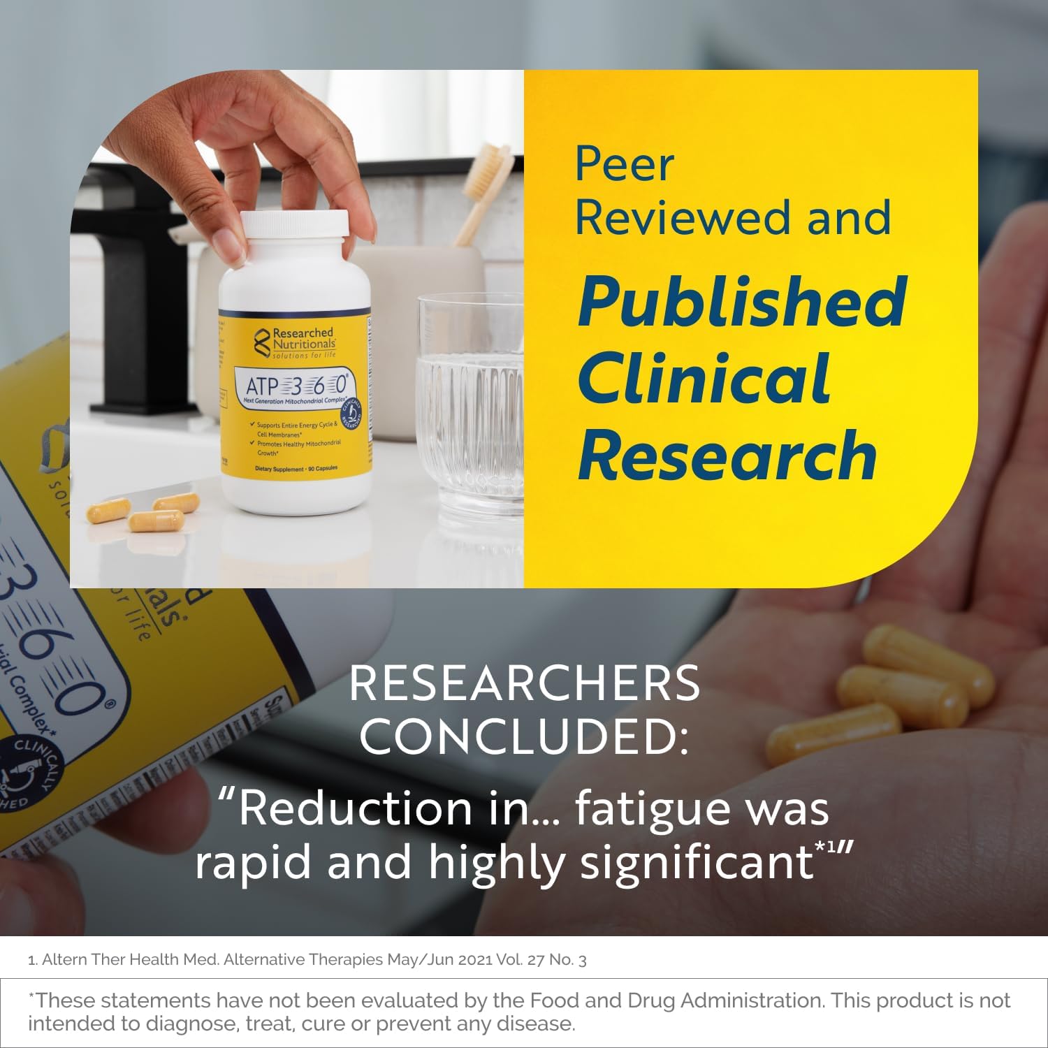 Researched Nutritionals ATP 360 - Mitochondrial Supplements to Support Entire Energy Cycle & Cell Membranes - Clinically Researched ATP Supplements, High Dose CoQ10, R-Lipoic Acid & PQQ, 90 Capsules - Image 3