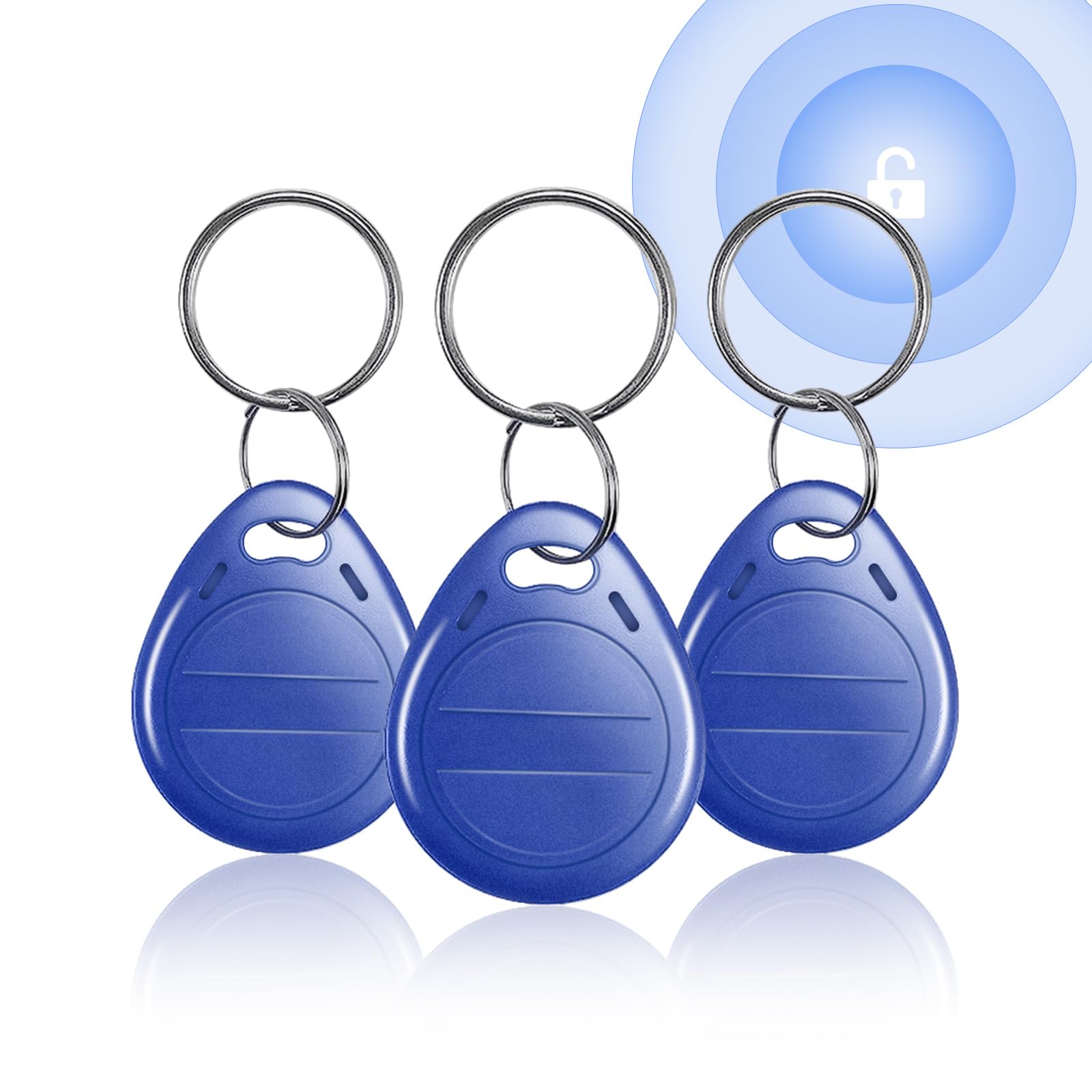 125KHz RFID Keychains Proximity ID Card Key Fobs Token Tag Keypad Card Access Control Card for Door Entry Access Control System EM4100 Blue Pack of 3