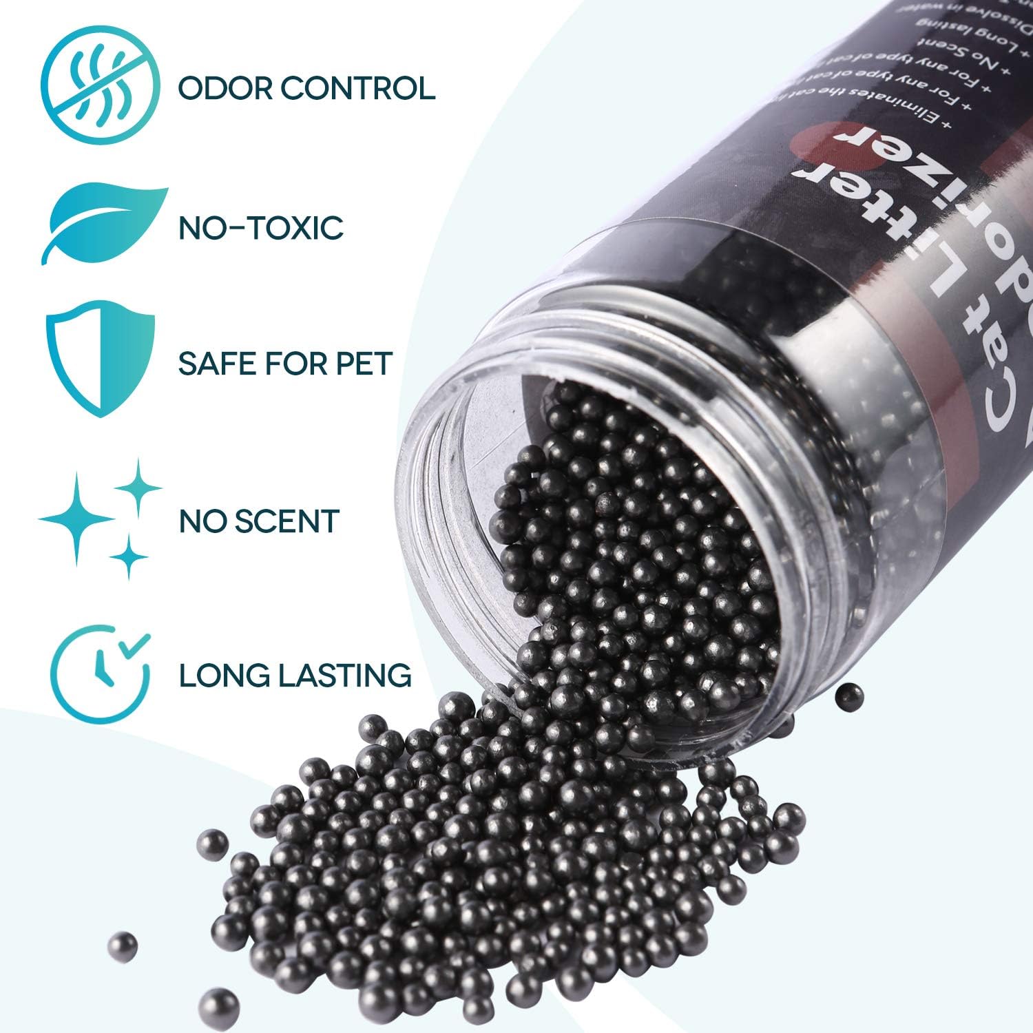 No Scent Cat Litter Deodorizer Litter Box Odor Eliminator Natural Deordizer Kitten Litter Smell Control Safe Litter Deoderizer For Kitty Solid Adsorbents Of Minerals&Activated Charcoal 10 Oz Bottle