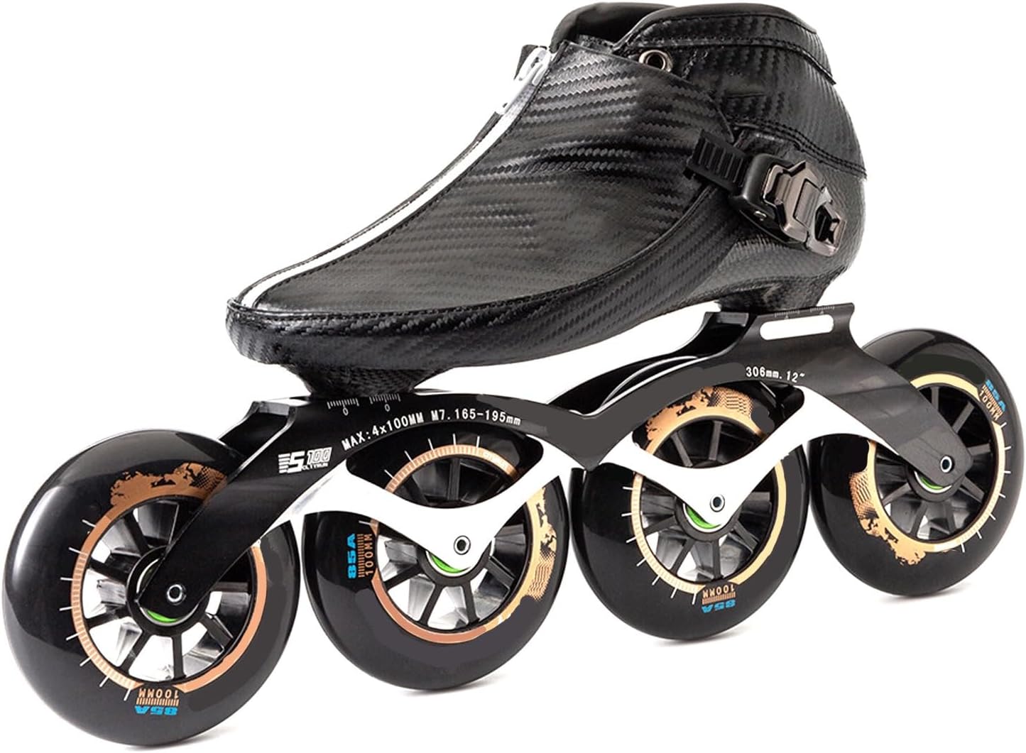 Professional Inline Speed Skates for Adults, Lightweight Low Cut Racing Marathon Skating, Carbon Fiber 4 Wheels Speed Inline Roller Skates Men Women, Unisex