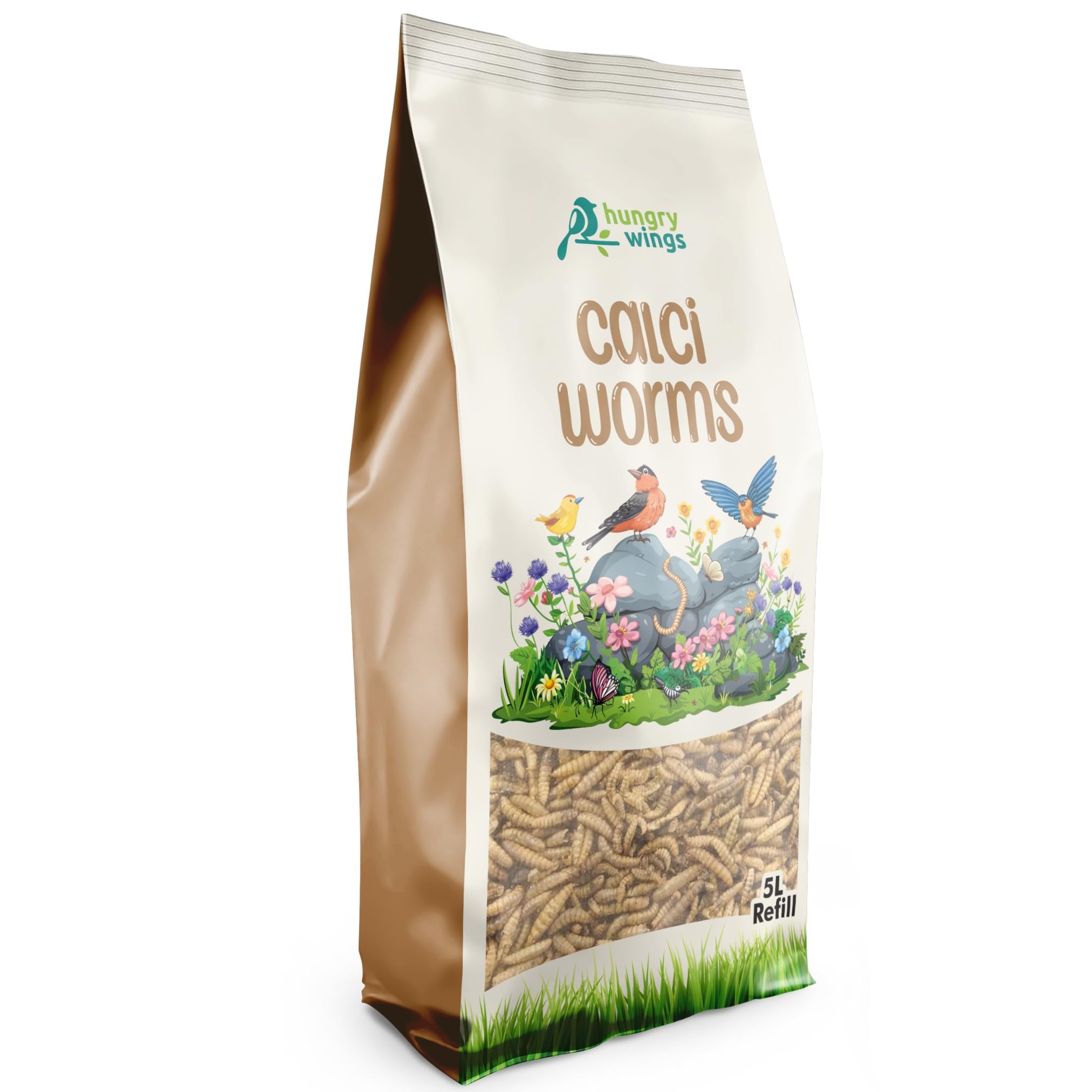 Premium Wild Bird Food 5L Refill, (5L Bag, Calci Worms)