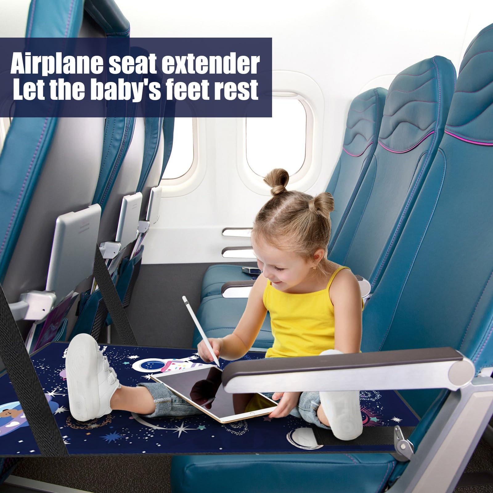 Estensione del sedile per bambini, poggiapiedi aereo, 79 x 44 cm, poggiapiedi per aereo, leggero e pieghevole, prolunga per viaggi in volo per bambini