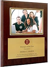 Personalized Photo Plaque Add Your Custom Text and Artwork Comes w/a Silver or Gold Frame - Great for Manager on Duty Employee of the Month or Corporate Awards and Plaques (10.5 x 13" w/5 x 7" Frame)