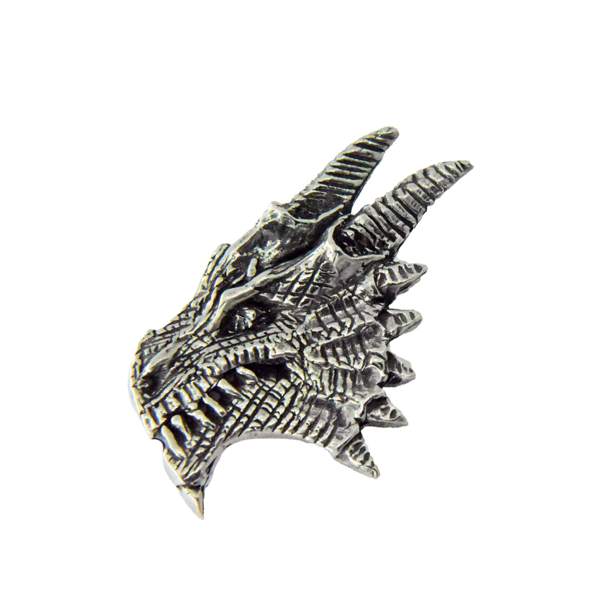 Antique Pewter Dragon Head Side Pin G011