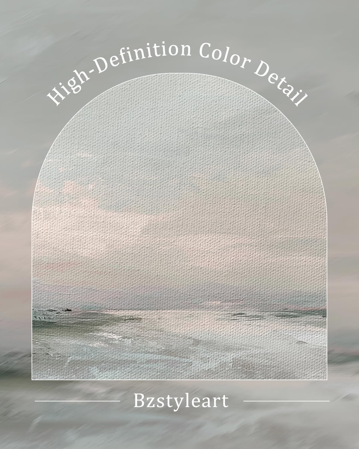 Bzstyleart Framed Vintage Wall Art, Abstract Canvas Wall Art Framed, Large Vintage Pictures Landscape Artwork Living Room, Home Decor Aesthetic Gifts for Friends or Family - Misty Shoal, 36 x 24 Inch
