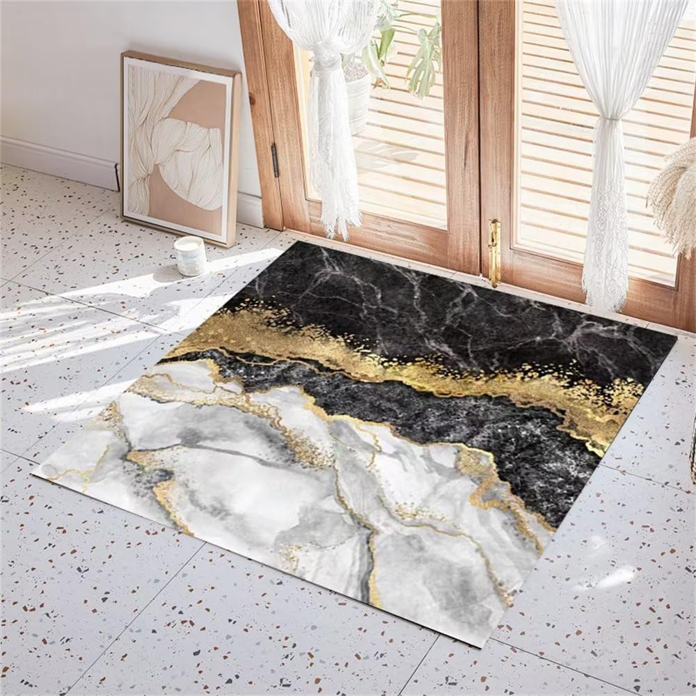 Grand tapis couloir texture marbre gris de qualité supérieure 80X150