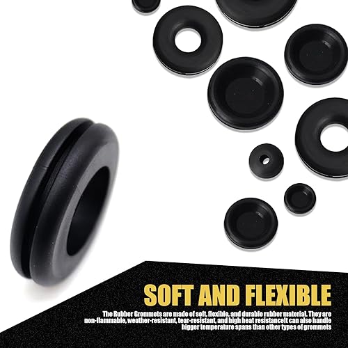 Miniatura 3 de Paquete de 125 ojales de goma, anillos en forma de O, bobina de protección de un solo lado, anillos de goma huecos, reemplazos de sello con caja de