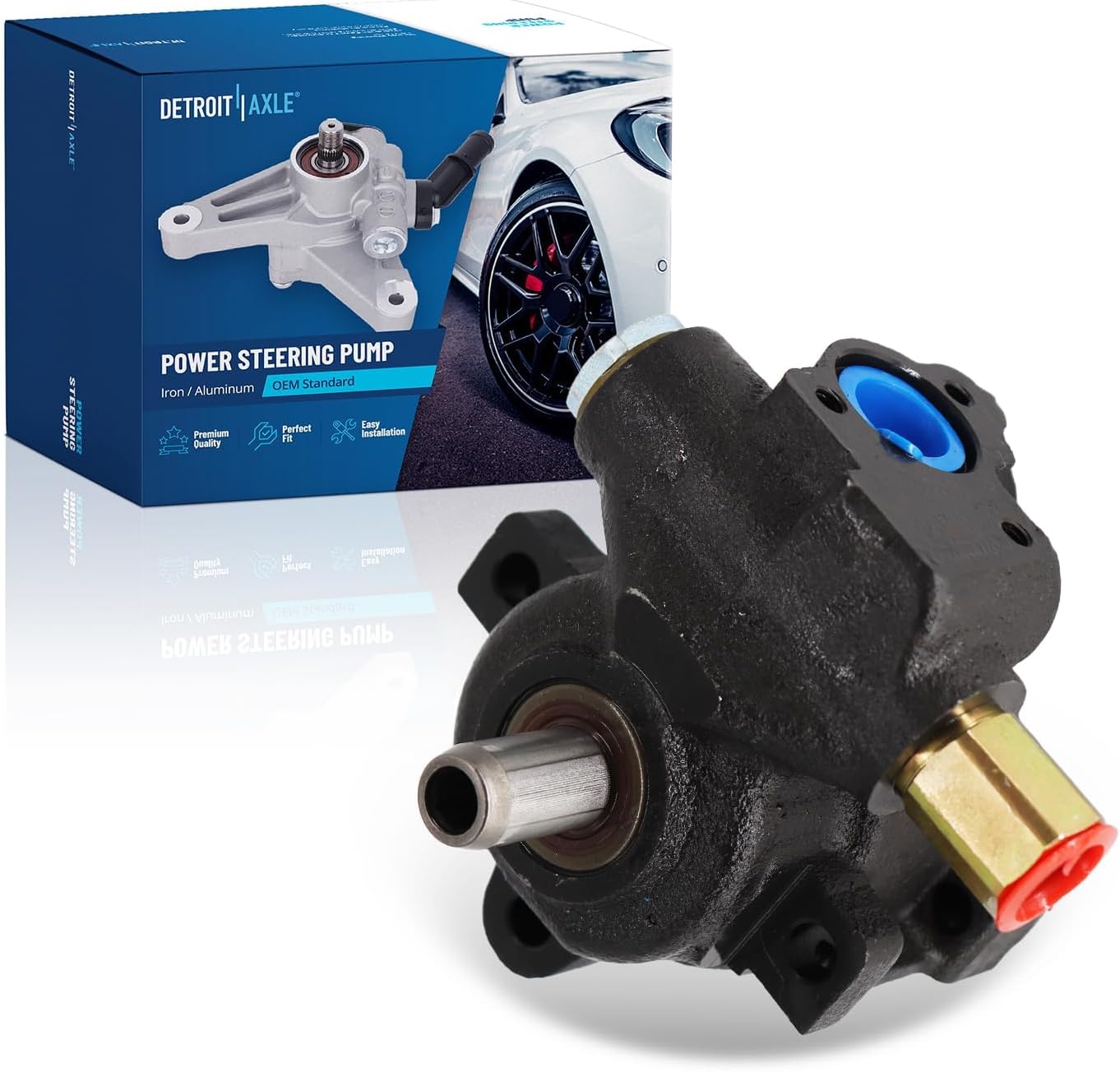 Detroit Axle - Steering Pump for 2002-2007 Dodge Ram 1500 [with Snap-Ring Retained Backplate] 2003 2004 2005 2006 Power Steering Pump Replacement