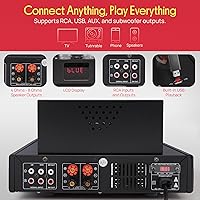 Vista 5 de Pyle Bluetooth Amplifier Receiver with 4 Vacuum Tubes - 500W High-Fidelity Home Audio Stereo System, USB Reader, CD/DVD Inputs, Subwoofer Output