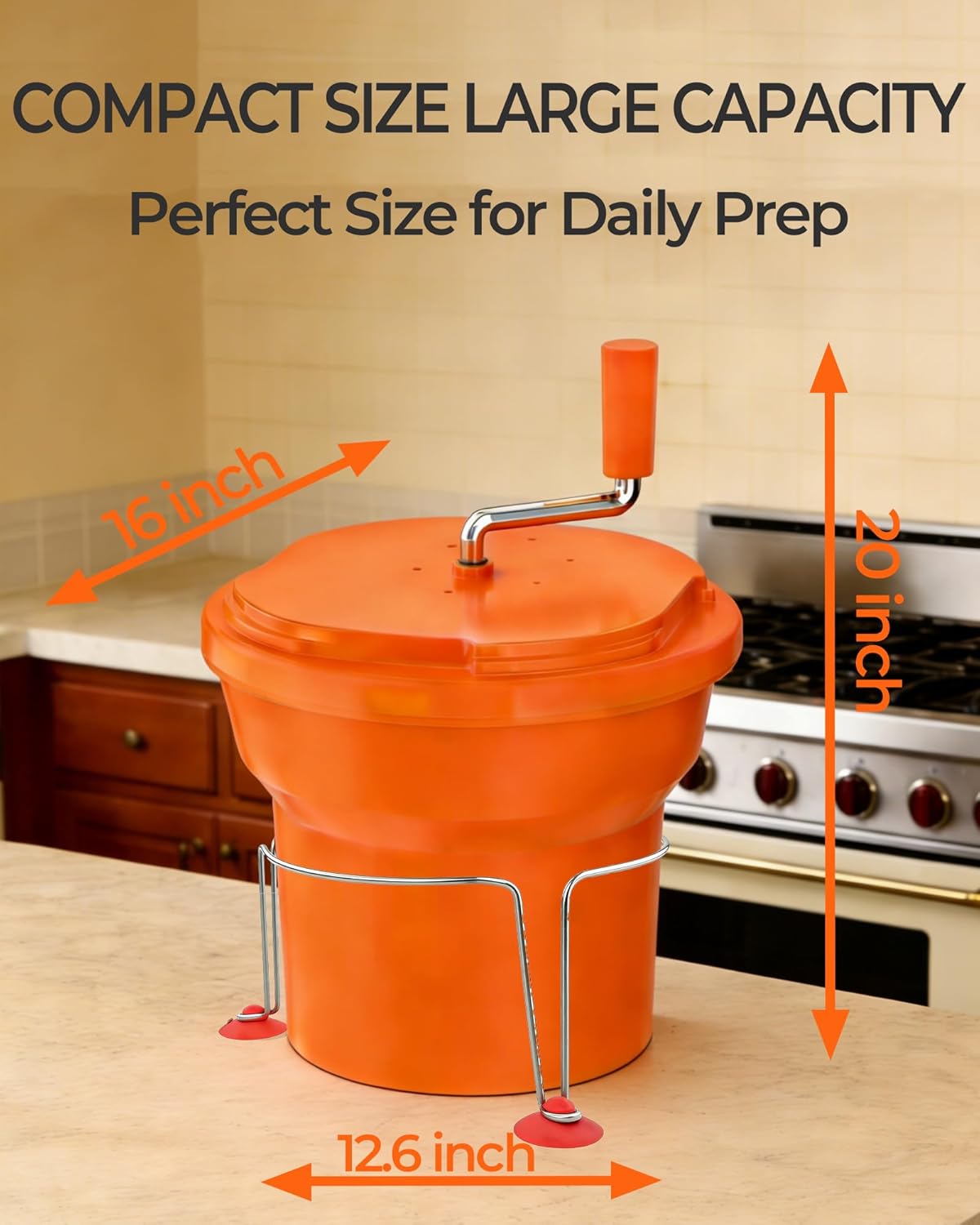 Commercial Salad Spinner - 6 Gallon Salad with Stand Dryer w/Silicone Anti-slip Mat & Draining Hose, 24Qt Manual Salad Spinner for up to 7 Heads of Lettuce Spinner Large for Catering
