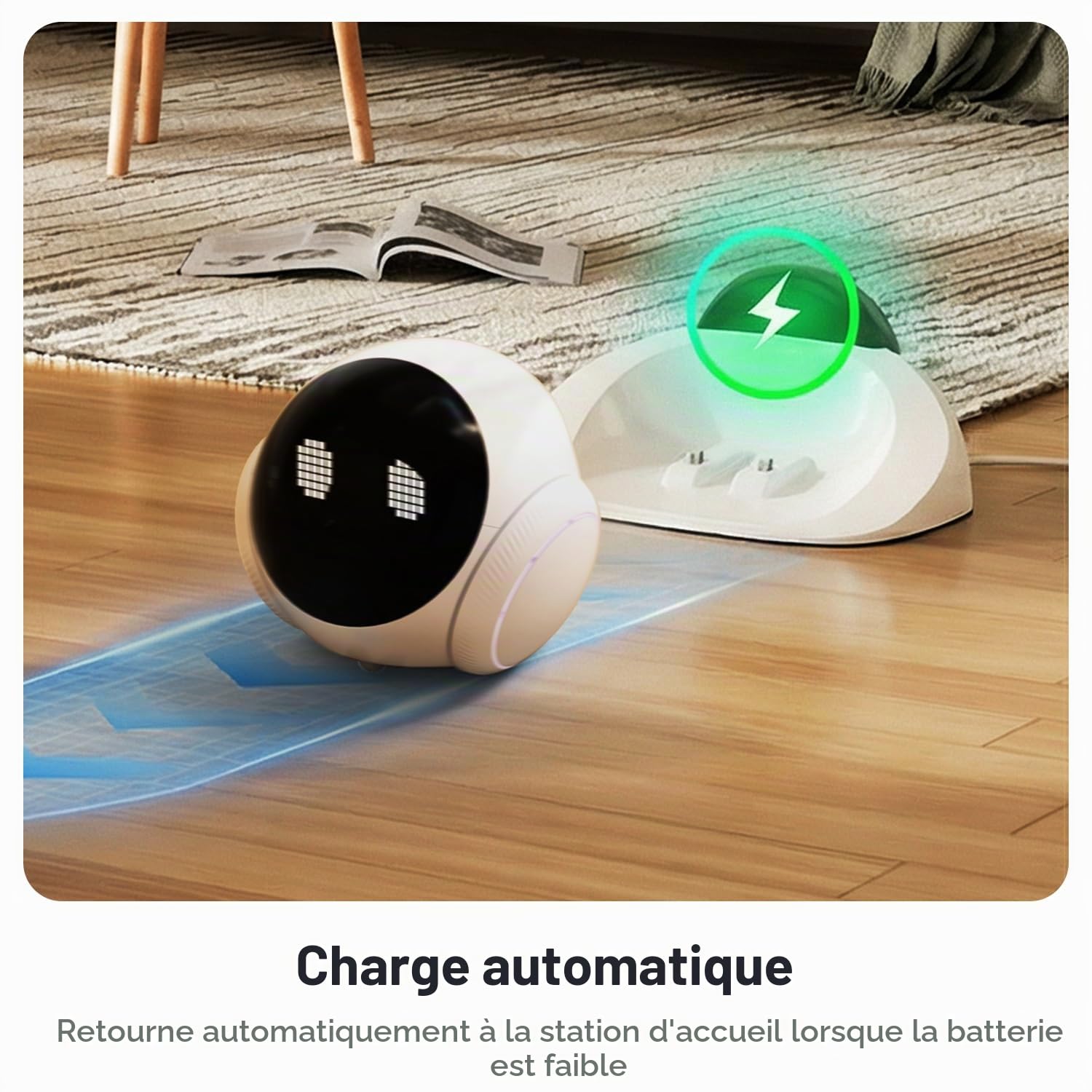 Caméra de sécurité intelligente mobile pour animaux de compagnie pour la maison, surveillance mobile 1080P pour chiens et chats, communication bidirectionnelle, vision nocturne, alimentée par