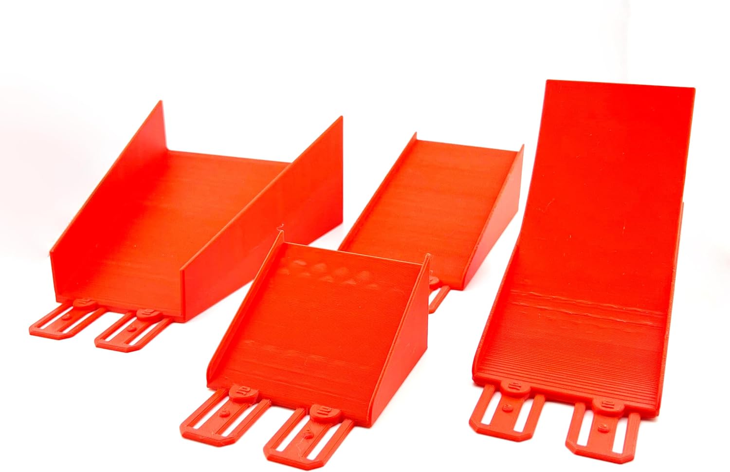 Jeff Did It! - 2 Lane Monster Truck 4 Jump Set - Compatible with 1:64 Scale Hot Wheels Monster Trucks - 3D Printed - Designed and Made in the USA (Red)