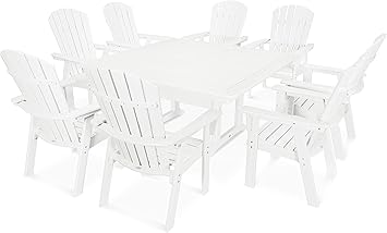 POLYWOOD Nautical Outdoor Dining Set with Trestle Table