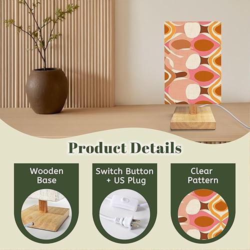 Miniatura 3 de Lámpara de mesita de noche de los años 70, patrón retro sin costuras, estilo estético, regulable, minimalista, lámpara de mesita de noche, base de
