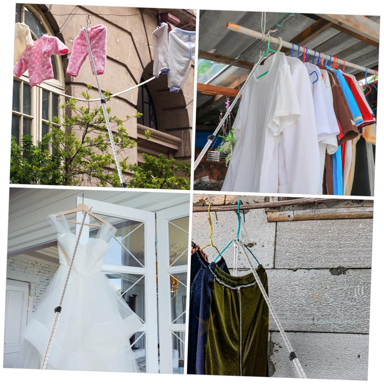 OKUMEYR Telescopic Clothesline Rod with Hook Garment Pole for Home Use Closet Shelves and Balconies Versatile Support for Curtains and Clothing