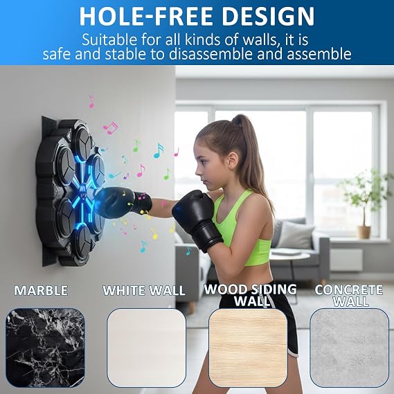 2026 Saker Upgraded Music Boxing Machine|Smart Wall-Mounted Punching Target with LED Counter,Music,3 Interactive Modes|Fun Home Workout&Fitness for Kids,Teens