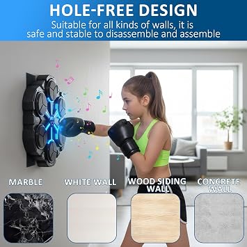 2026 Saker Upgraded Music Boxing Machine|Smart Wall-Mounted Punching Target with LED Counter,Music,3 Interactive Modes|Fun Home Workout&Fitness for Kids,Teens