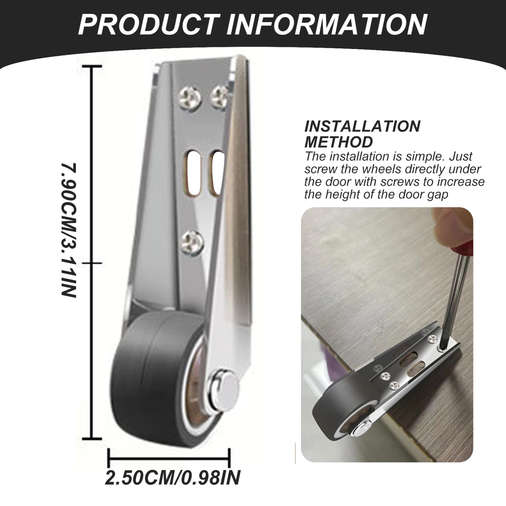 Rueda para puerta, rueda de soporte inclinada para puerta de goma termoplástica, ruedas pequeñas, direccional con tornillos para de madera de jardín, valla de jardín, ruedas para puertas